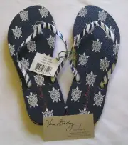 Vera Bradley TURTLES Flip Flops LARGE 9-10 Blue White 4 PURSE Tote BACKPACK NWT