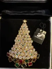 SWAROVSKI Limited Edition 1999 Encrusted Crystals Christmas Tree Brooch Pin NIB