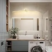 Bathroom Long LED Wall Light Over Mirror Wall Lamp Temperatura de 2 Colores Wall Sconce 3000K/6000K Vanity Lights Modern Iron Minimalist Wall Light Living Rooms Bedrooms (100cm,Gold Warm Light)