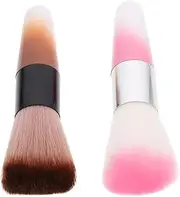 MUSISALY 2Pcs Nail Dust Brush Durable Makeup Loose Powder Brush for Nail Salon Comfortable Grip Nail Cleaner Brush for Easy Dust Removal