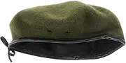 [Beavorty] Vintage French Beret for Men Women Classic Wool Beanie Cap Cozy Newsboy Hat for Autumn Elegant Unisex Style for Everyday Wear Essential Accessory Olive Green