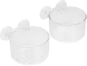 FIXOSHEE 4pcs Fish Tank Feeding Cups Multi-Functional Aquarium Food Holder Double Cups for Easy Installation and Convenience for Aquatic Plants and