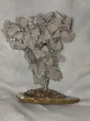NATURAL ROSE QUARTZ GEMSTONE Crystal CHIP TREE OF LIFE 4 1/2 High