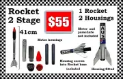 Checker 2 Stage Model Parachute Rocket 3D printed Rocket and Motor Housings