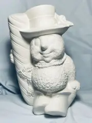 SnowMan W/Candy Cane 9"T Xmas Ceramichrome 3112 Ceramic Bisque Ready to Paint