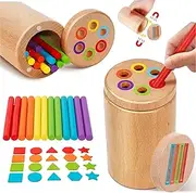 TUNJEJINY Montessori Toys for 1 2 3+ Year Old, Dual Play Wooden Toddler Educational Toys Color Sorting Preschool Learning Activities, Fine Motor Skills Sensory Matching Games for Boys Girls Gifts
