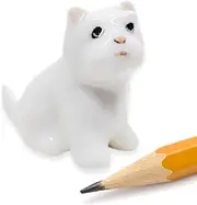[WitnyStore] Tiny ⅝ Inch Long Sitting Look Up West Highland White Terrier Westie Dog Figurine - Miniature Hand Made Painted Ceramic Puppy Animals Porcelain Decorative Collectible Figurines Décor Gifts
