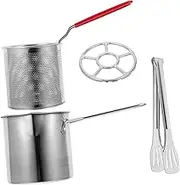 ARTIBETTER 304 Stainless Steel Deep Fryer Pot Mini Fryer Basket Wok Ring Pasta Boil Basket Space Saving Design