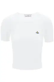 [VIVIENNE WESTWOOD] VIVIENNE WESTWOOD bea short-sleeve sweater with orb embroidery L White