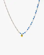 Blue Lemon Beaded Half Chain Necklace