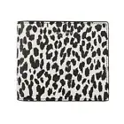 Saint Laurent BabyCat Leopard Print Black and White Leather Bifold Wallet NEW