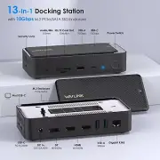 USB C Docking Station w/M.2 PCIe/SATA SSD Enclosure 100W PD 4K HDMI DP RJ45