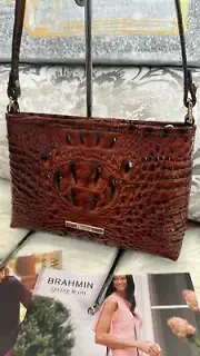 NWT BRAHMIN Lorelei Shoulder Bag Pecan Melbourne Genuine Snakeskin Leather