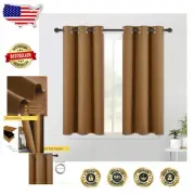 Gold Brown Blackout Curtains 42x45 for Small Windows - Noise Reducing Elegance