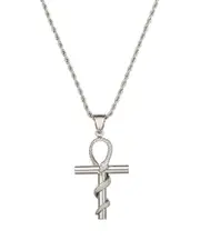 Eye Candy LA The Bold Collection Titanium Snake Cross Pendant Necklace