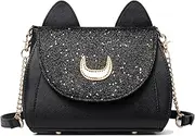 [Sunwel Fashion] Women Kawaii Handbag Moon Sailor Luna Cosplay Messenger Crossbody Cat Purse Sequin Satchel Shoulder Bag