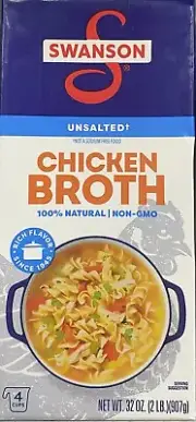 SWANSON Chicken Broth 100% Natural UNSALTED GLUTEN FREE - 32 oz Carton 2 Lbs