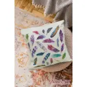 Pillow Cross Stitch Kit Feathers DIY Unprinted canvas Abris Art