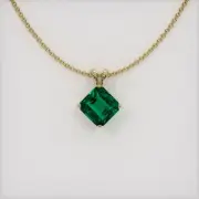 Zambia Asscher - Octagon Green Emerald 18K Yellow Gold Pendant 2.42CT