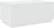 vidaXL Coffee Table with LED Lights - Modern Engineered Wood Centre Table, White, 90x50x40 cm for Home and Office