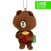在飛比找樂天市場購物網優惠-日本正版 LINE娃娃吊飾 熊大爆米花筒 《 掛包包/掛鑰匙