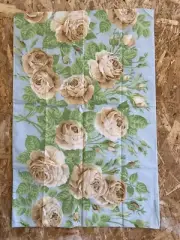 Vintage Lady Pepperell Flowered Standard Pillowcase Tan& Sky Blue Floral New
