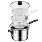 Stainless Steel Fish Fryer Pot with Basket Deep Fryer Pot For Chicken Chips