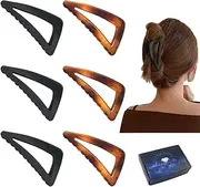 Nonslip French Hair Clips for Women & Girls - Strong Hold Matte Triangle Jaw Clamps for Fine to Thick Hair with Gift Box (Black&Brown)