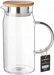 Wilmax WL-888207/A Borosilicate Glass Jug with Bamboo Lid, 1000 ml Capacity