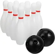 Outanaya 1 Set Bowling Set Outdoor Game Bowling Game Mini Bowling Game Bowling Pins Games Bowling Game at Home Sports Game Family Bowling Game Motor Skills Game White Plastic