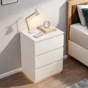 2x Bedside Table Bedroom Warm White Minimalist 3 Drawers Handle-Free Design 47x39x59cm White