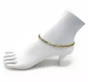 6mm Italian Cuban Link Quality Chain 10" Ankle Bracelet 14k Gold Plated