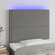 Upholstered LED Headboard for Bed Frame, Adjustable Height Fabric Headboard, Dark Grey 80 cm, Comfortable Support