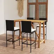 5 Piece Patio Furniture Set with Cushions, Table and Chairs, Outdoor Wicker Bar Set for Garden, Porch, Balcony and Small Spaces - Black
