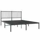 Metal Bed Frame With Headboard Black 137X187 Cm Double Steel Double Bed Frames