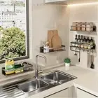 Aluminum Wall-Mounted Shelf Multifunctional Kitchen Spice Storage Rack