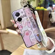 Phone Case Compatible with Redmi A5 4G/Xiaomi Poco C71 4G, Anti-dust Waterproof Cartoon Protective Wristband Lanyard Shockproof Cute Soft case