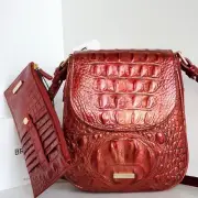 Brahmin Everlee Crossbody Chili Red Leather Saddle Bag + Slim Wallet NWT***HTF