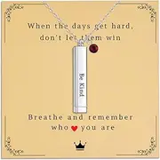 [Gracayfr] Be Kind Of A B Necklace For Women, Hidden Message Inspirational Necklace, Birthstone Personalized, Square Tube Vertical Bar Pendent Necklace Jewelry Gifts For Sister Best Friend