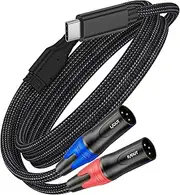 tunghey USB C to Dual XLR Audio Cable, Nylon Braided USB Type C to XLR Male Output Stereo Cord Converter Adapter for Amplifier, Speaker, Mixer Console 1M
