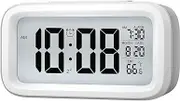 Bedside Digital LED Snooze Alarm Clock Time Temperature Day/Night Desktop Clocks (White)