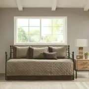 NEW! ~ COZY CHOCOLATE BROWN TAUPE BEIGE LODGE DAY BED DAYBED BEDDING QUILT SET ~