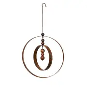 Garden 71cm Rust Metal Hanging Orb w/ Hook Outdoor Ornament Yard Patio Decor