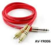 6ft Flexible 1/4" TRS Stereo Plug to 2RCA Plug Red Cable, CablesOnline AV-YR006