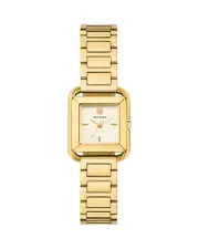 Tory Burch The Kira Square Three Hand Gold Tone Stainless Steel Watch, 24mm x 24mm