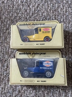 Vintage 1978 Matchbox Models Yesteryear Y-5 1927 Talbot Taystee & Ever Ready NIB