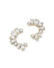 Moon & Meadow 14K Yellow Gold White Topaz Multishape Front Facing Hoop Earrings
