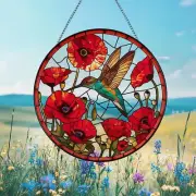 Custom Hummingbird Suncatcher, Cardinal Portrait Stained Glass Suncatcher