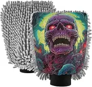 XYMZR Zombie Glowing Eyes Absorbent Microfiber Car Wash Mitt, Funny Cute Anime Scratch Free for Cars Cleaning, Home Cleaning Mitts, 2 Pack, 10.24” L x 7.09” W