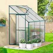 ALFORDSON Greenhouse Garden Transparent Shed with Sliding Door, Walk-in Tunnel Green House with Adjustable Roof Vent, Aluminium Steel Frame Grow Tent for Gardening Plant Flowers, 190x130x215cm